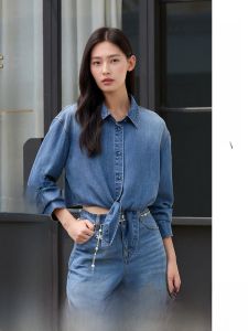 ELLASSAY | Sequined 100% Lyocell Denim Shirt