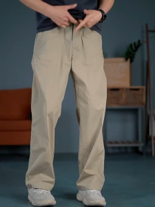 8 Colors Mens Cotton Elastic waist Straight Pants(No Elasticity)90-71