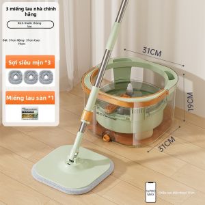 HOMETTLER|Bộ Lau Nhà Tự Vắt Thông Minh Meitianle (Hometter) - Thùng Tách Nước Bẩn Cây Lau Nhà Phẳng Lau Sạch Không Cần Giặt Tay