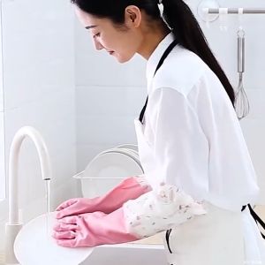 ถุงมือยาง ทำความสะอาดอเนกประสงค์ ถุงมือล้างจาน เหนียวและทนทาน มัลติฟังก์ชั่น ทำความสะอาด ซิลิโคนไม่แตกง่ายใช้งานสะดวก