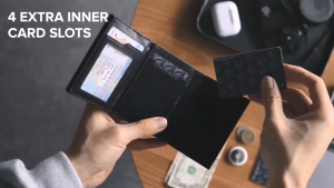 Mens Credit Card Holder RFID Anti-Theft Brush Portable Pop-Up Wallet With Zipper Coin Pocket