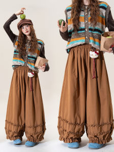 Vintage High-Waisted Wide Leg Pants Slender Lazy Style