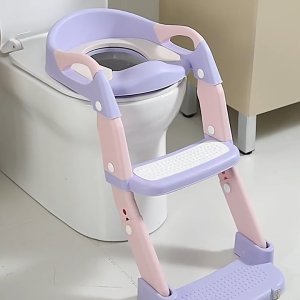 ชักโครกเด็ก พร้อมเบาะนุ่ม ปรับระดับได้ รับน้ำหนักได้ถึง 75 กิโลกรัม ฝาชักโครกเด็ก บันไดชักโครกเด็ก ของใช้เด็ก