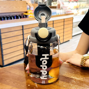 New 2025 High-Temperature Resistant Glass Water Cup with Straw for Brewing Tea Mens Style Tea Water Separation Portable Cup