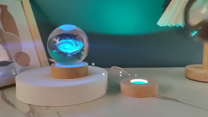 3D lamp crystal ball night lamp USB desk light with wooden base birthday gift home lighting lamp