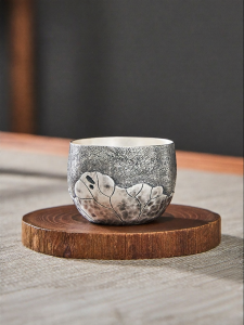 Handmade Antique Lotus Leaf Shaped 999 Fine Silver Tea Cup