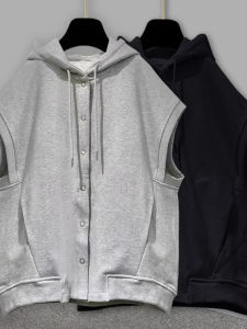 เสื้อยืดคอกลมแขนกุดสไตล์เกาหลีหลวมๆ สำหรับผู้ชาย ทรงหลวมๆ ลำลอง ฤดูร้อน 2025 ผ้าฝ้ายผสมโพลีเอสเตอร์