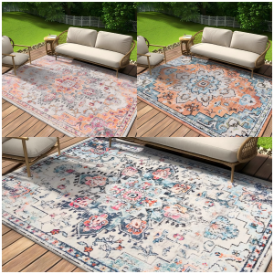VIKAMA Summer Outdoor Vintage Persian Crystal Velvet Soft Floor Mat Non-slip Vacation Camping Tent Living Room Home Decoration