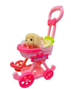 [MUA 2 GIẢM 5%]Bộ Đồ Chơi Cún Bông Pin Biết Đi Sủa Lắc Mông Kèm Xe Nôi Cho Bé (Tặng Kèm Pin)