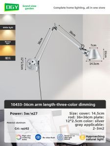 DGY | Scandinavian Simple Folding and Extensible Bedside Study Art Double Arm Wall Light