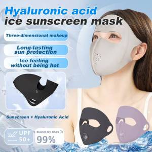 【Buy 1 Get 1 Free】Ice sunscreen mask is not uncomfortable adult sunscreen mask UV protection good ventilation full face sunscreen mask everyone can sun protection porous design no heat