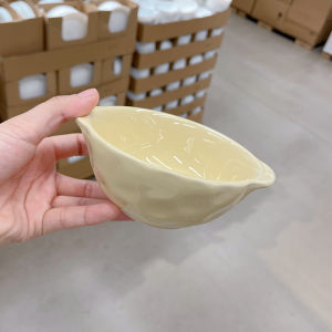 Ins Inspired Creamy Ceramic Small Bowl Irregular Double Ear Rice Bowl Childrens Breakfast Oatmeal Bowl Underglaze Color
