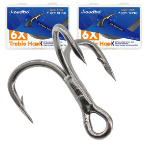6X Fishing Treble Hooks 2Box/20Pcs 10Pcs/Box Triple Hooks High Carbon Steel Barbed Sharp Replacement Fishing Hooks on Hard Lures