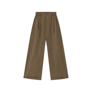 Retro American Style Adjustable Waistband High Waist Straight Leg Casual Pants for Women