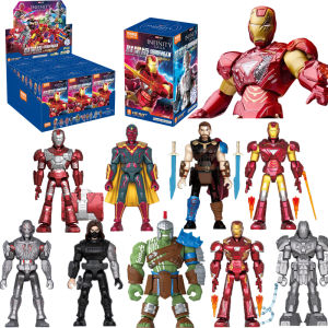 BLOKEES Original Marvel Legend Avengers GALAXY 4 Ultron Vision Whiplash Hulk Thor Blind box Building Blocks Action Figures Gift