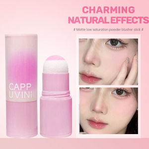 [COD] CAPPUVINI Blush On Stick Natural Cheek Blush Go Powder Perona Pipi Alami Matte Blush Stick Double Head Sponge Bedak Blush On Korea Easy Makeup Tunggal Siswa Tongkat Saturasi Rendah Blush On- 💞Margot