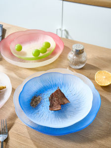 Glass Fruit Plate Flower Language Asymmetrical Living Room Home Minimalist Modern Good-looking Dessert Candy Snack Dish Dish