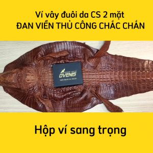 [FREE SHIP] VÍ BÓP DA CÁ SẤU DÁNG ĐỨNG 2 MẶT ĐAN VIỀN MADE BY OVENIS