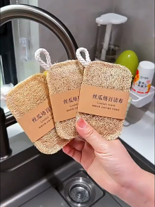 Natural Luffa Dish Washing Cloth Sponge Loofah Scrub Pad Dish Pot Easy To Clean Scrubber Sponge Kitchen Clean Brushe Sponge Wash Dish洗碗丝瓜络 洗碗洗碗刷