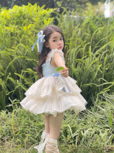 Váy Công Chúa Ren Xếp Ly Mùa Hè Cho Bé Gái Váy Cotton Polyester Cho Bé Gái 2-12 Tuổi Váy Công Chúa Ngọt Ngào Cho Bé Gái BabyQ Lovely