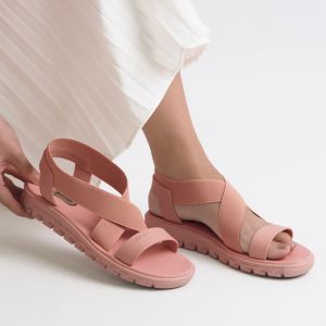Sendal Tali Wanita Korea Style Camou Scarlet Pink Flat Casual Karet Kekinian