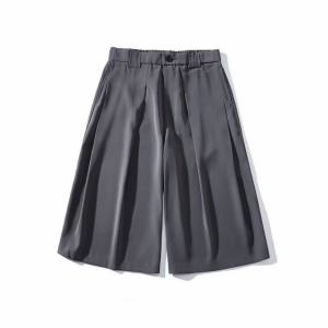 Summer Ice Silk Drapey 7-Quarter Length Suit Shorts American High-End Loose Wide Leg Over-Knee Seven-Quarter Pants