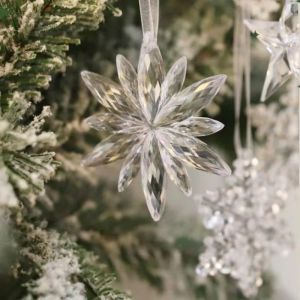 Clear Acrylic Snowflake Drop Christmas Icicle Pendants Crystal Ornaments Xmas Tree Hanging Pendants Home Party Decor New Year