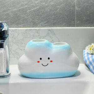 Simple Creative Ceramic Cloud Toothbrush Holder Toiletry Storage Shelf Bathroom Washstand Dental Care Organizer