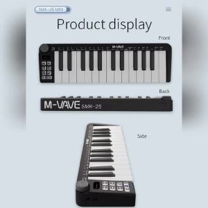 M-VAVE | M VAVE Mini Rechargeable MIDI Keyboard 25 Keys Portable USB MIDI Controller for Home Studio Music Creation Stage Performance