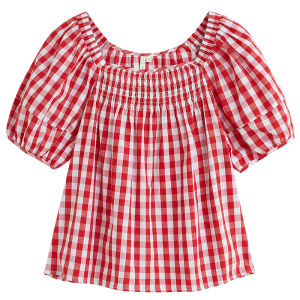 INMAN | Salt Style Sweet Waist Shaping Puffy Sleeve Gingham Blouse