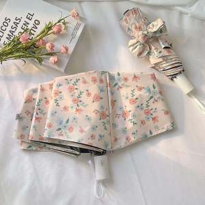 French Ins Floral Automatic Folding Sunny And Rainy Dual Purpose Sunscreen High Aesthetic Value Umbrella for Women