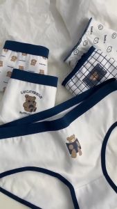 HEILOU 5PCS 100% Fully Cotton High Quality Panty Women Sale Freeshipping Blue Little Bear Panties Hot Sale