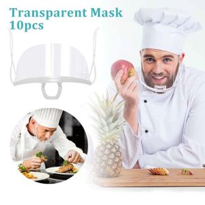10pcs Sanitary Food Preparation Mask Transparent Anti-Fog Sanitary Mask Kitchen Chef Masks Protection Face Mask Faceshield Cooking Baking