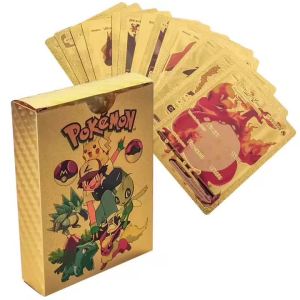 Bandai | New 55PCS Pokémon Cards Vmax GX Gold Foil Flash Box Party Interactive Game English Spanish Funny Game Battle Collection Card  