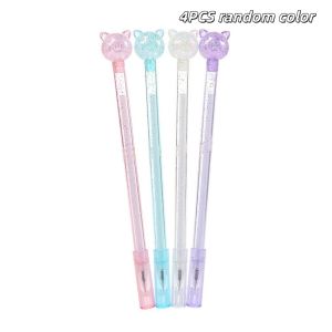 Colorful Transparent Barrel Sparkling Crystal Pig Glitter Gel Pen 0.5mm Cute Stationery Suitable for School Office and Students