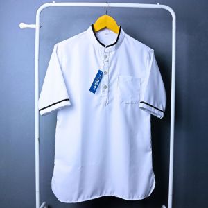 BAJU KOKO KURTA FURQAN ANAK LAKI-LAKI 4-12 TAHUN PUTIH VARIASI LIST KATUN TOYOBO