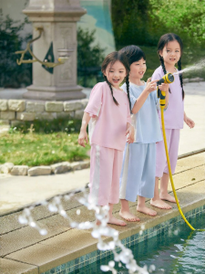 Purcotton | Antibacterial Children Summer Homewear Set Short Sleeve and 7/8 Pants