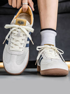 Mens Breathable Summer Shoes Single Net Anti-Odor Flat Bottom Agan Board Shoes Casual Net Face Dequn Shoes Versatile Comfortable