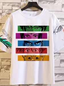 Summer Short Sleeve Starry Cowboy T-Shirt Anime Collaborative Loose Fit round Neck Printed Polyester Fiber Fashionable Youthwear