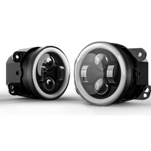 4 Inch Round LED Fog Lights Front Driving Lamps Angel Eyes DRL Amber Turn Signal For Off Road Use Jeep Wrangler JK Dodge Journey