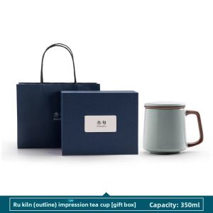 SANXUN | High-Quality Ruyao Ceramic Tea Cup with Tea-Strainer Lid