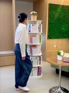 HP302ชั้นหนังสือแบบหมุนได้ชั้นวาง360องศาห้องนั่งเล่นในบ้านเรียบง่ายที่เก็บสมุดวาดภาพระบายสีสำหรับเด็กนักเรียนห้องนอนตู้หนังสือหลายชั้น