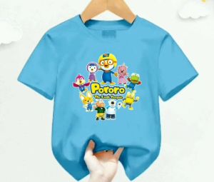 Kaos atasan anak usia 1-12 tahun Pororo Middle lengan pendek