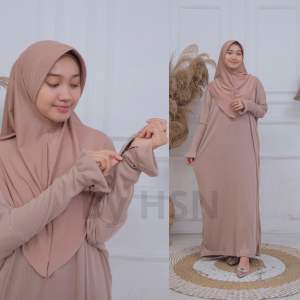 Hsn 26102024 Husna Abaya Set Hijab Muslim Wear Model Batwing Busui dan wudhu friendly jumbo premium quality top brand