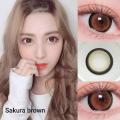 คอนแทคเลนส์ รุ่น Sakura สีเทา/ตาล Gray/Brown มีค่าสายตา (0.00)-(-10.00). 