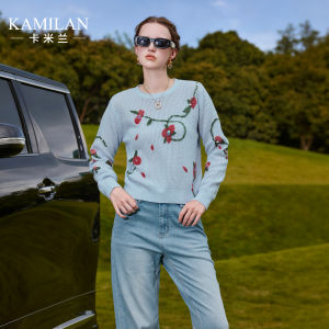 Elegant French Style Womens Wool Sweater 100 Wool Kamilan Commute Straight Tube Long Sleeve round Neck Top for Autumn 2025