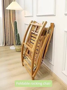 Foldable Bamboo Rocking Chair Lounger for Nap on Balcony Modern Simple Style Leisure Adult Chair Elderly People