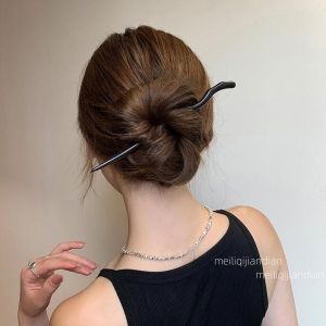 Elegant Black Ebony Hairpin Womens Simple Modern Hairpin New Chinese Style Hair Accessories Traditional Hairpin 2023 New Model