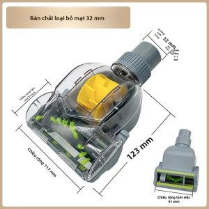 Bàn Chải Làm Sạch Lông Thú Cưng - Đầu Hút Loại Bỏ Ve Nhà Cửa Bàn Chải Lăn Khí Nén Cho Máy Hút Bụi