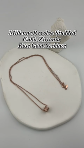 MILLENNE Made For The Night Revolve Studded Cubic Zirconia Rose Gold Necklace with 925 Sterling Silver